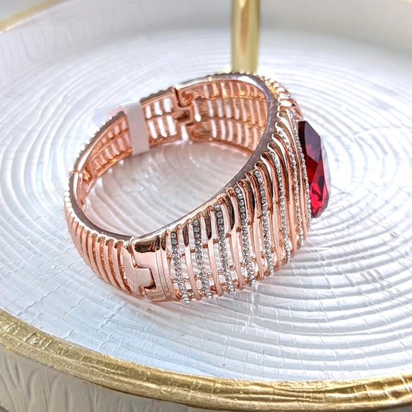 Rose Gold Plated Red Crystal Opulence Bracelet - Picture 3 of 6